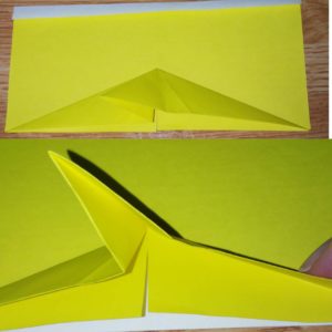 折った黄色い折り紙