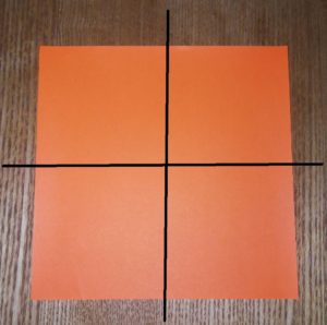 一枚のオレンジの折り紙