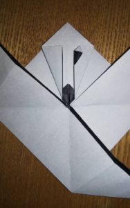 折った黒い一枚の折り紙