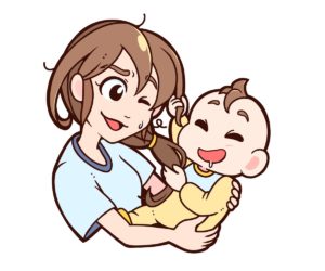 笑顔の赤ちゃんとママ